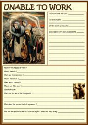 English Worksheet: Unable to work David Olere