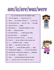 English Worksheet: am/is/are/was/were