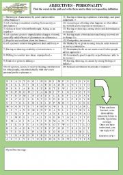 English Worksheet: ADJECTIVES - personality