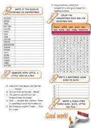 English Worksheet: COUNTABLE, UNCOUNTABLE NOUNS AND QUANTIFIERS