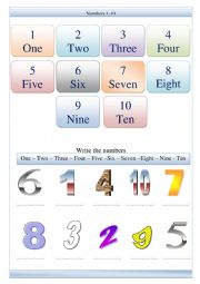 Numbers 1-10 worksheet