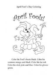 English Worksheet: April Fools Day Coloring