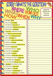 English Worksheet: questions for young learners