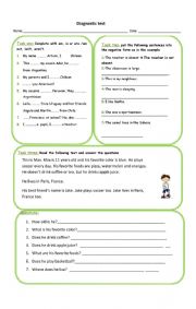 English Worksheet: Diagnostic test