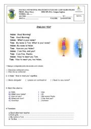 Test- personal Pronouns, Greetings and Colours