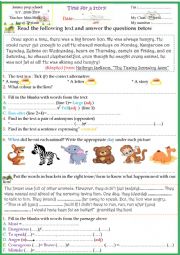 English Worksheet: remedial work 7th form the tawny scrawny lion story