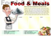 English Worksheet: FOOD + MEALS