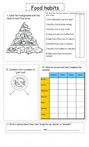 English Worksheet: Food and health