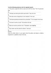 English Worksheet: Reported speech