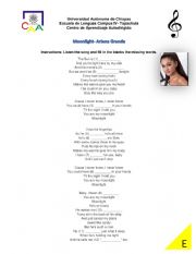 English Worksheet: Moonlight - Ariana Grande 