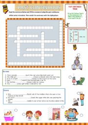 English Worksheet: Past Continuous Crossword