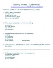 English Worksheet: Listening Comprehension - Job interview