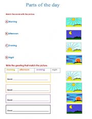 English Worksheet: Parts of the day