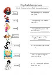 English Worksheet: physical description