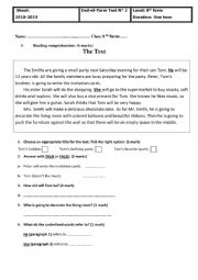 English Worksheet: End of term test 2 8th form
