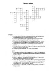 English Worksheet: Transportation puzzle