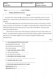 English Worksheet: End of term test 2 9th form