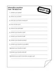 English Worksheet: Personal information questions 