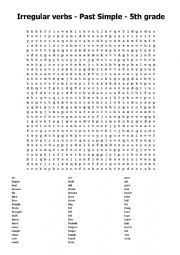 English Worksheet: Irregular verbs - wordsearch -1