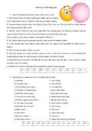 English Worksheet: the history of chewing gum