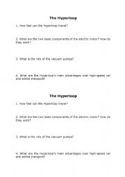 English Worksheet: The Hyperloop - listening comprehension