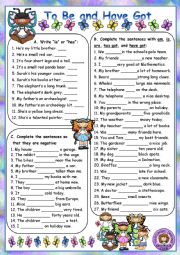 English Worksheet: To Be and Have Got