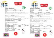 English Worksheet: HELLO GOODBYE