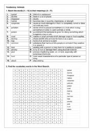 English Worksheet: Vocabulary: Animals 