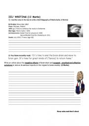 English Worksheet: writing