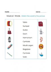 English Worksheet: Musical Words