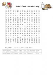 English Worksheet: Crossword breakfast food