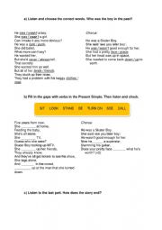 English Worksheet: skater boy past simple