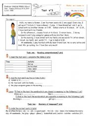 English Worksheet: test about routine for beginners