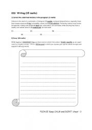 English Worksheet: writing for second form 