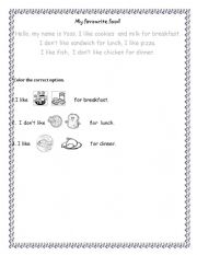 English Worksheet: My favourite food