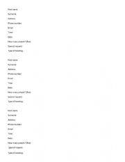 English Worksheet: Simple booking form for a hotel