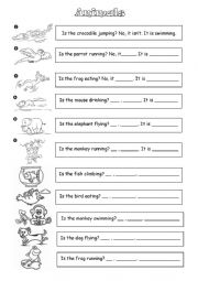 English Worksheet: animal actions-what are they doing?