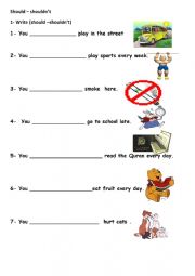 English Worksheet: should - shouldnt