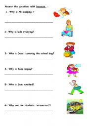 English Worksheet: because 