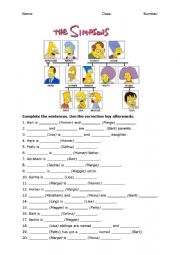 English Worksheet: Genetive: the simpsons