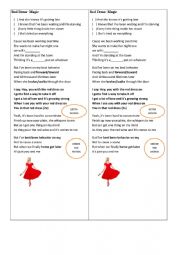English Worksheet: Song RED DRESS
