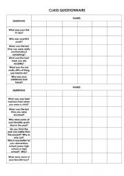 English Worksheet: Was/were questionnaire