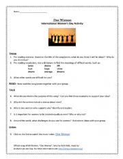 English Worksheet: International Womans Day Activity