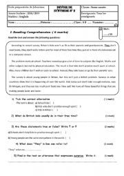 English Worksheet: Full term Test N 2 8th form