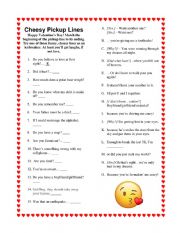 English Worksheet: Cheesy Pickup Lines