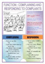 English Worksheet: COMPLAINING AND RESPONDING TO COMPLAINTS