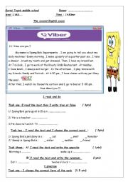 English Worksheet: sponge bop daily routine