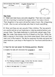 English Worksheet: End of Term Test 2