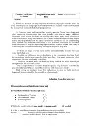English Worksheet: End of Term Test 2 Grade 9