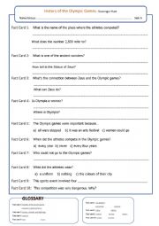 English Worksheet: From ancient to modern olympics: scavenger hunt